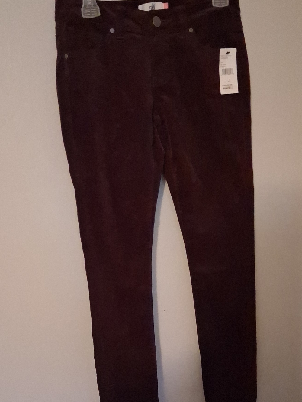 Ladies X Corduroy Skinny Pants - Burgundy